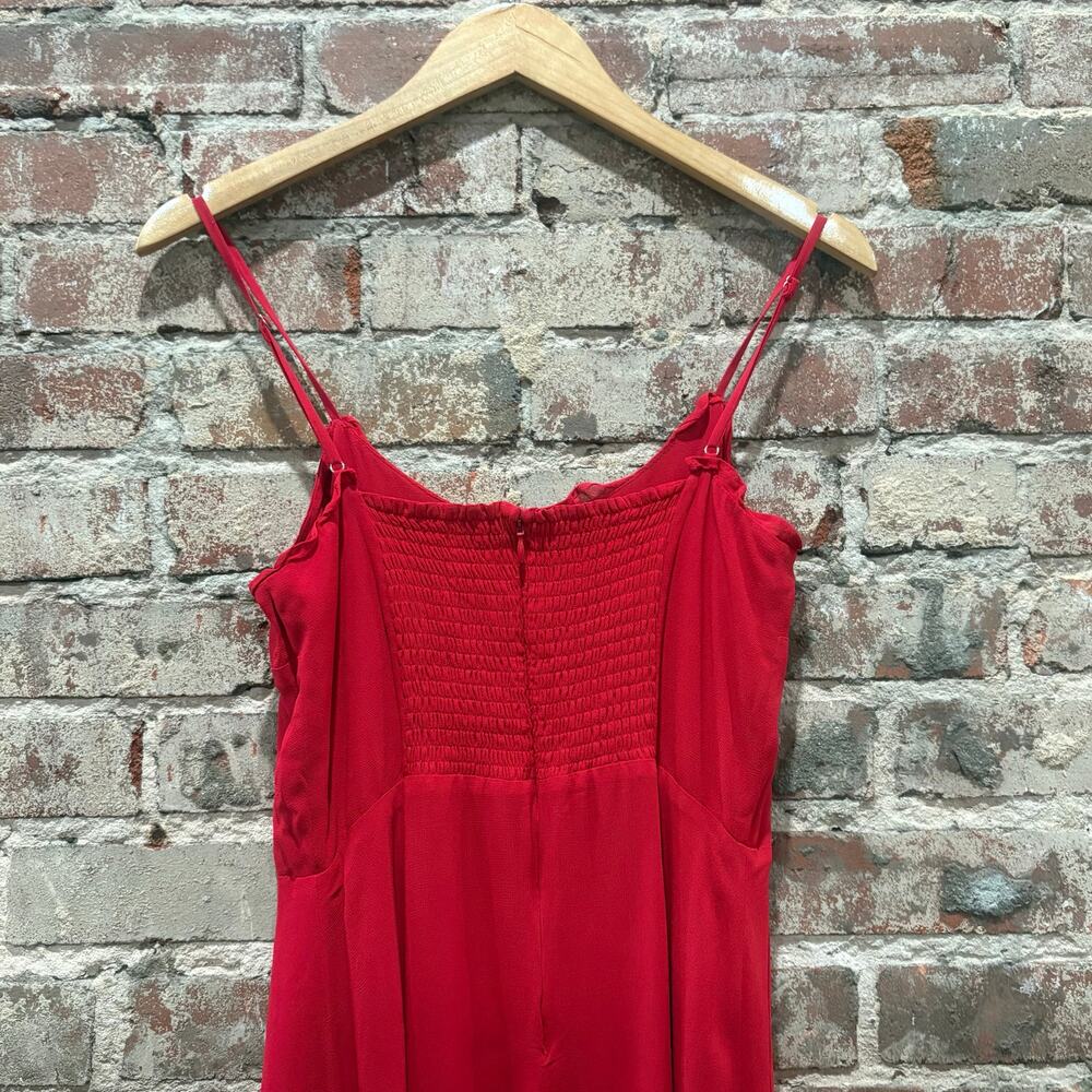 Reformation Cassandra Cherry Red‎ Midi Ruffle Dress Size 8 - Picture 10 of 13